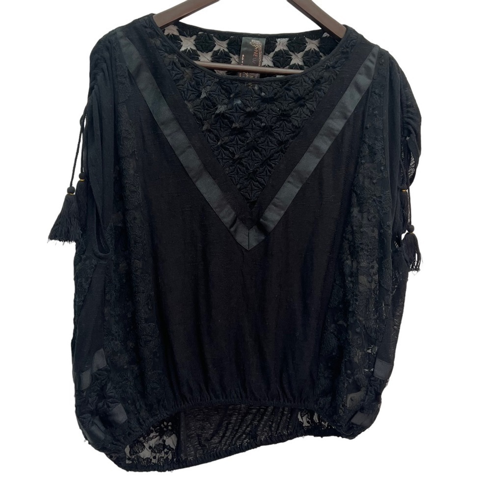 Free People Black Lace Blouse